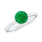 Natural Solitaire Emerald Promise Ring in Lotus Basket Setting AAA - Rosec Jewels