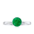 Natural Solitaire Emerald Promise Ring in Lotus Basket Setting AAA - Rosec Jewels