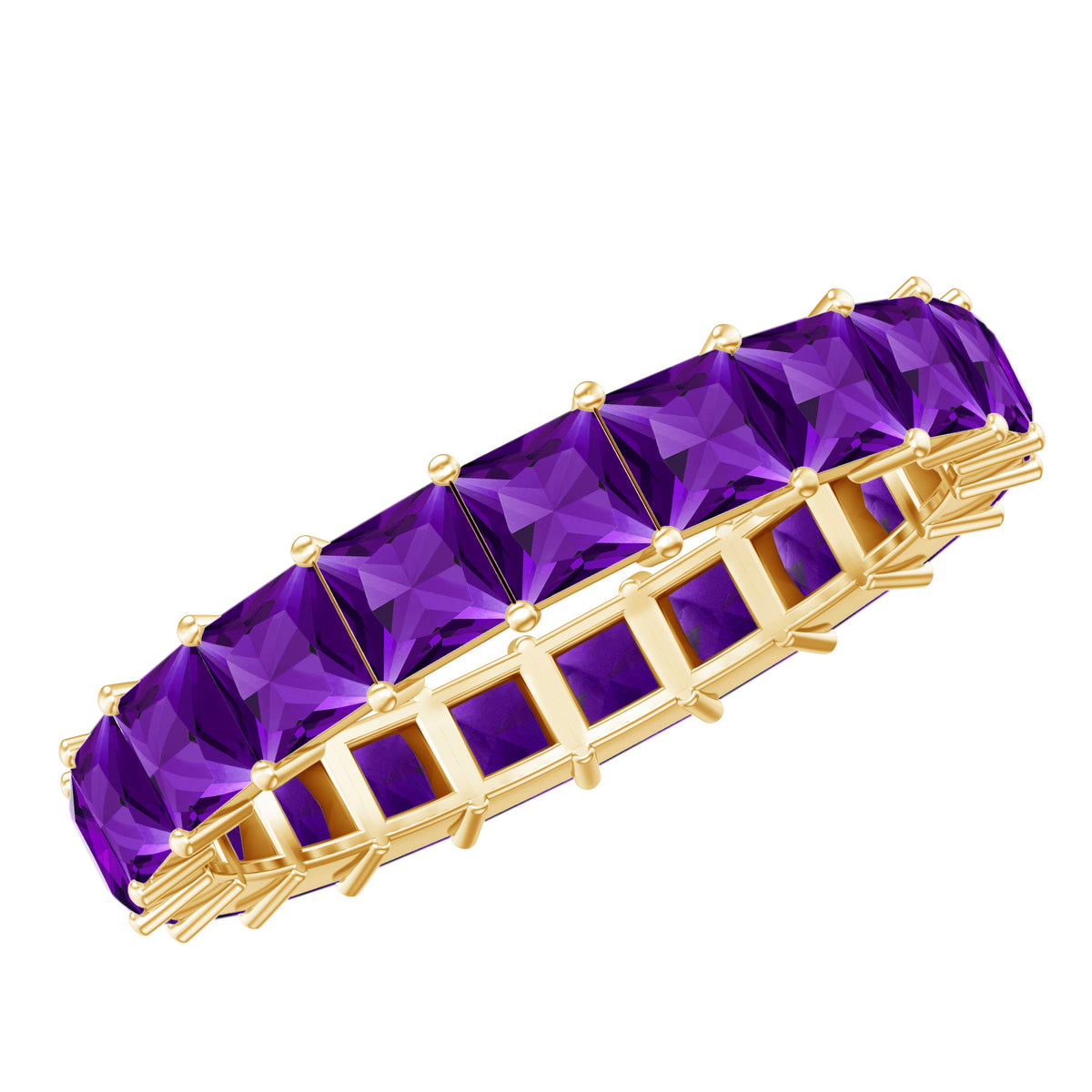 Rosec Jewels Real Princess Cut Amethyst Full Eternity Band Ring