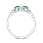 Rosec Jewels-Natural Pear Shape Emerald Toi Et Moi Engagement Ring with Diamond