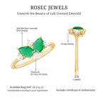 Rosec Jewels-Natural Pear Shape Emerald Toi Et Moi Engagement Ring with Diamond