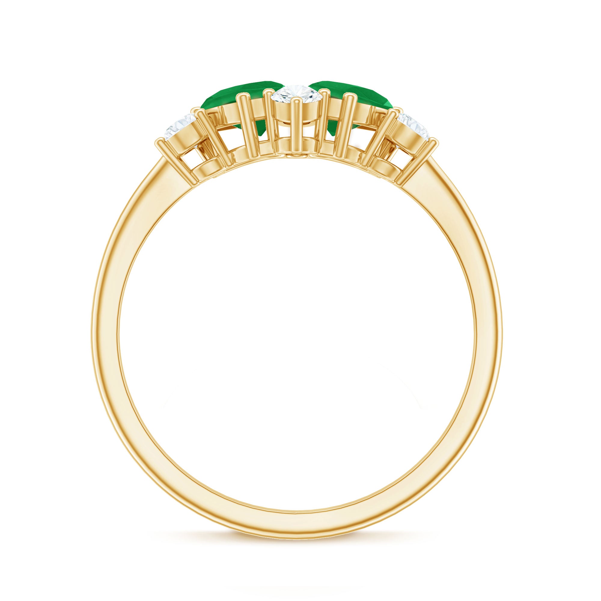 Rosec Jewels-Natural Pear Shape Emerald Toi Et Moi Engagement Ring with Diamond