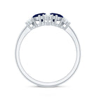 Rosec Jewels-Genuine Blue Sapphire and Diamond Cluster Engagement Ring with Certificate