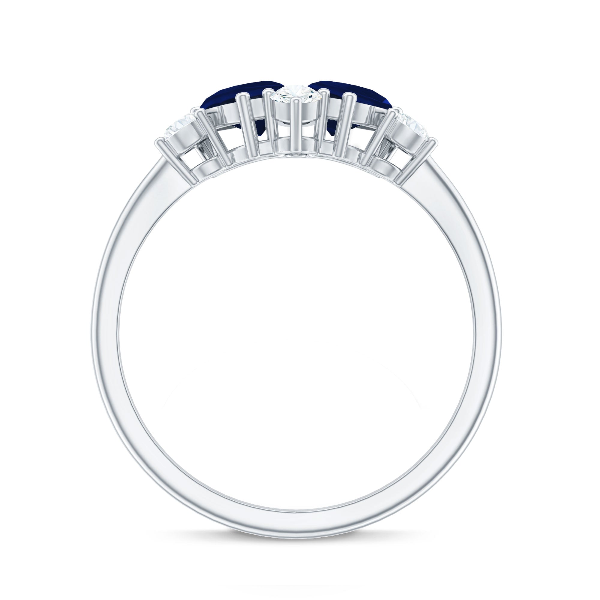 Rosec Jewels-Genuine Blue Sapphire and Diamond Cluster Engagement Ring with Certificate