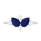 Rosec Jewels-Genuine Blue Sapphire and Diamond Cluster Engagement Ring with Certificate