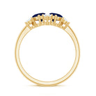 Rosec Jewels-Genuine Blue Sapphire and Diamond Cluster Engagement Ring with Certificate