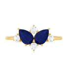 Rosec Jewels-Genuine Blue Sapphire and Diamond Cluster Engagement Ring with Certificate
