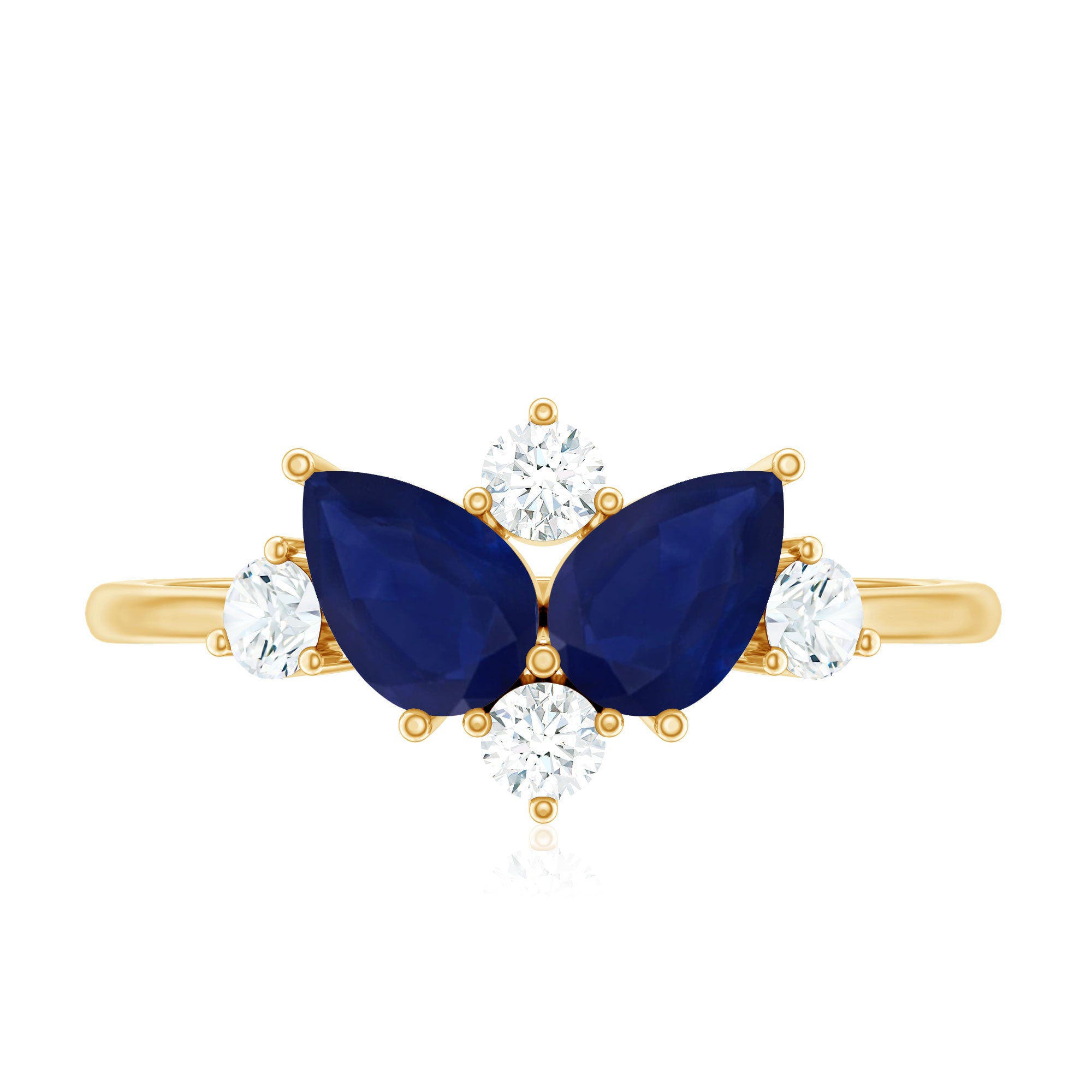 Rosec Jewels-Genuine Blue Sapphire and Diamond Cluster Engagement Ring with Certificate