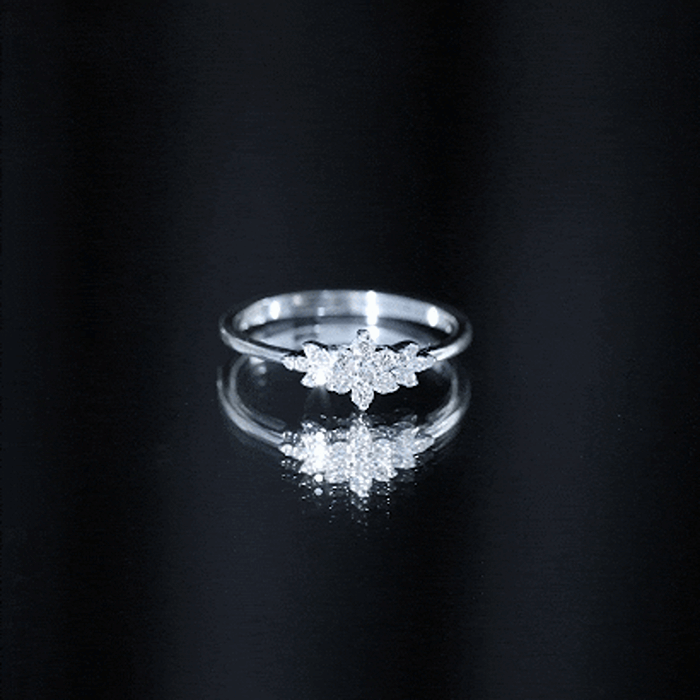 Certified Diamond Flower Promise Ring Natural - ( HI-SI ) - Rosec Jewels