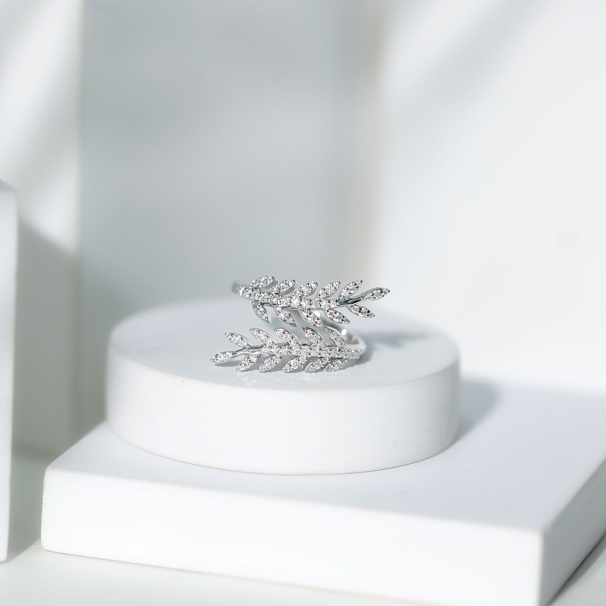 Certified Moissanite Leaf Wrap Ring for Women D-VS1 - Rosec Jewels
