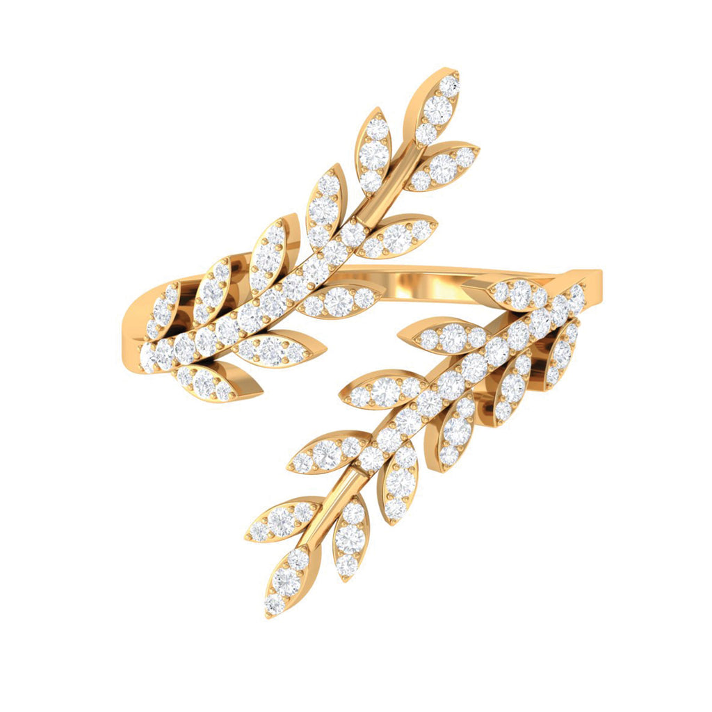 0.75 CT Certified Moissanite Leaf Wrap Ring in Gold Moissanite - ( D-VS1 ) - Color and Clarity - Rosec Jewels