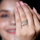 Certified Moissanite Leaf Wrap Ring for Women D-VS1 - Rosec Jewels
