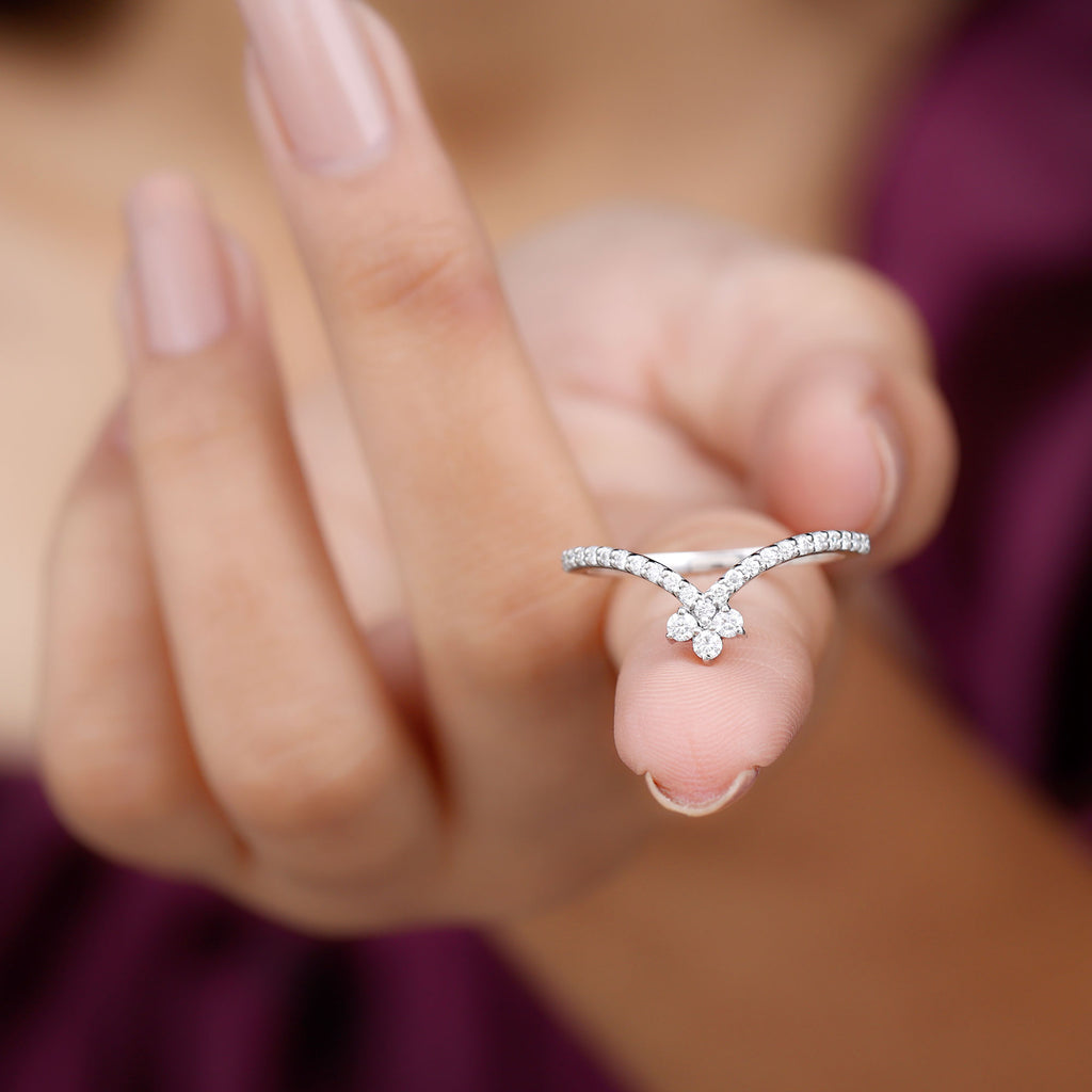 Rosec Jewels - 1/4 CT Moissanite Chevron Wedding Ring Enhancer for Women
