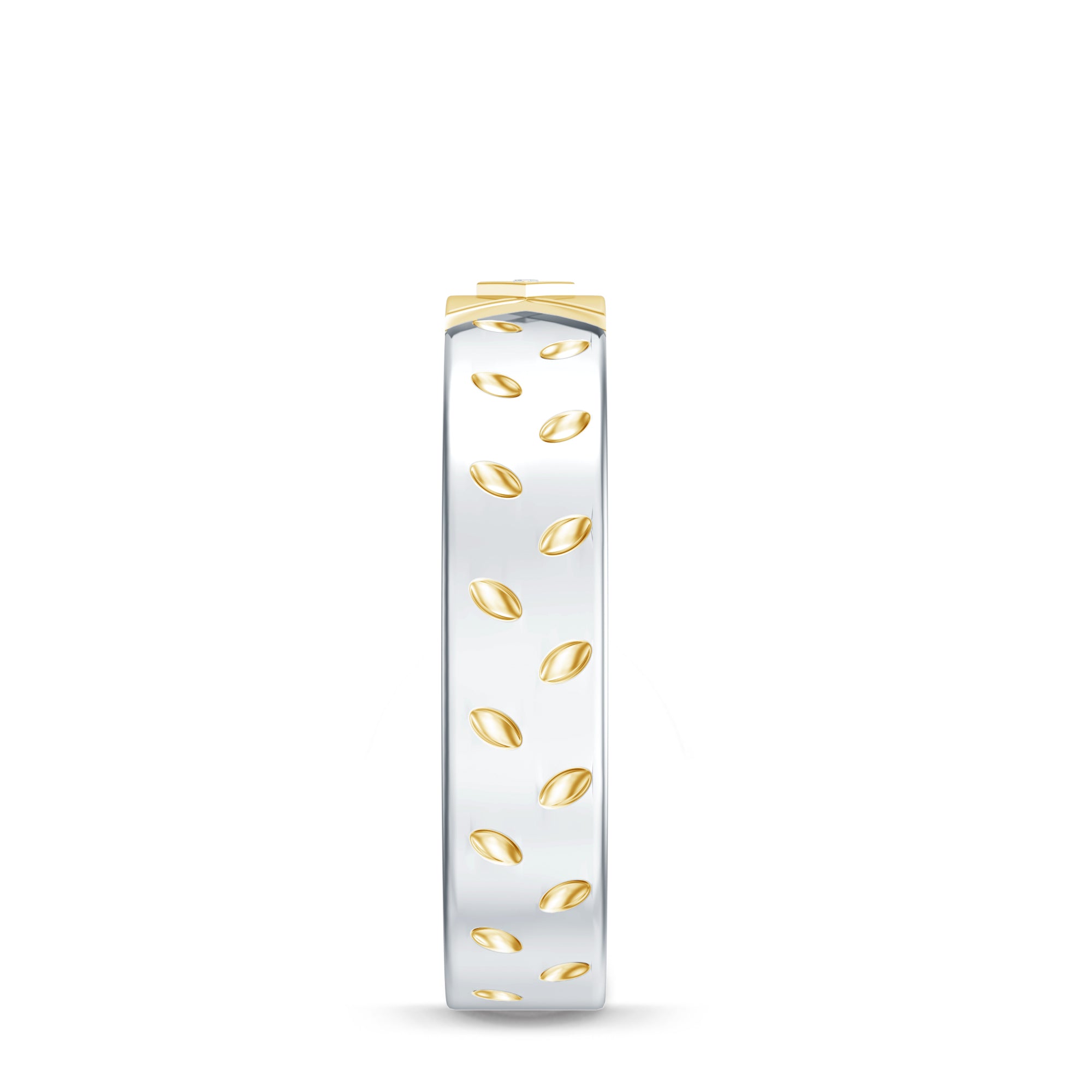 Rosec Jewels-Two Tone Cross Wedding Band with Moissanite