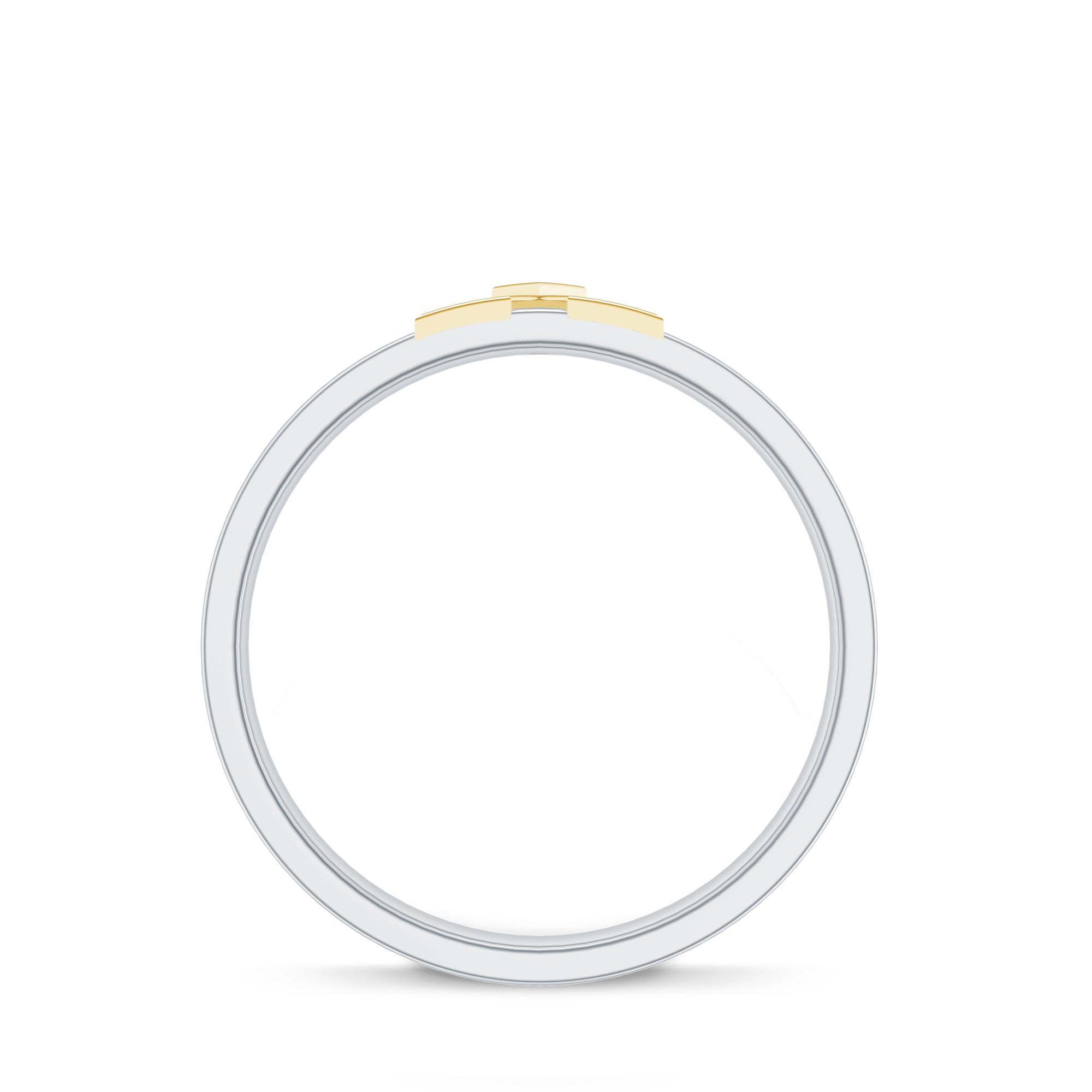 Rosec Jewels-Two Tone Cross Wedding Band with Moissanite