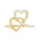 Certified Moissanite 2 Heart Promise Ring D-VS1 - Rosec Jewels