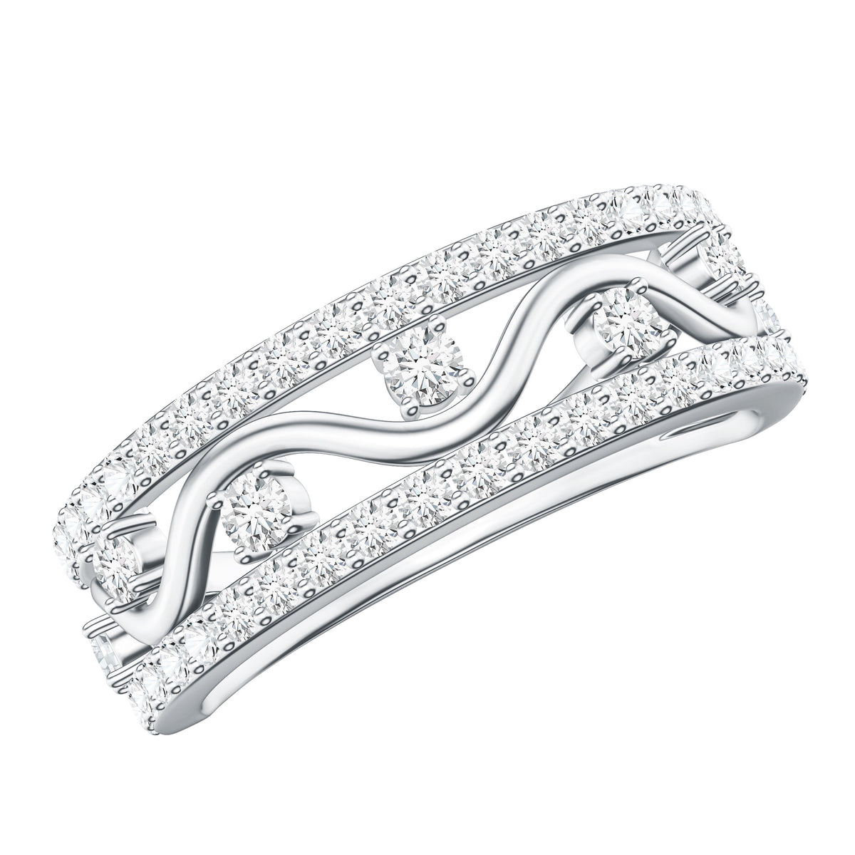 Certified Moissanite Wedding Anniversary Band for Her D-VS1 - Rosec Jewels