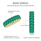Emerald Cut Lab Grown Emerald Eternity Wedding Band AAAA 14K Yellow Gold Plated Silver - Rosec Jewels