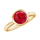 Bezel Set 8 MM Lab Created Ruby Solitaire Engagement Ring AAAA - Rosec Jewels