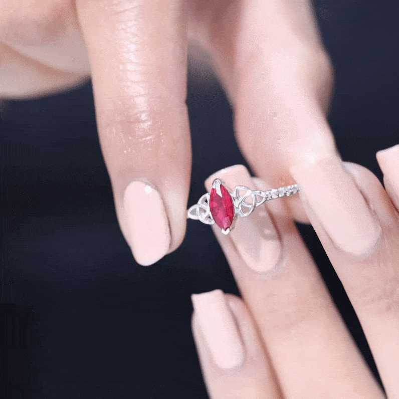 1.50 CT Lab Grown Ruby Celtic Knot Ring with Diamond AAAA - Rosec Jewels