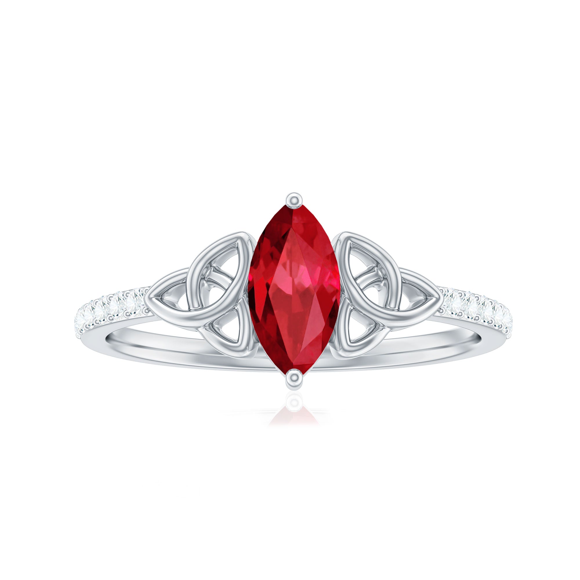 1.50 CT Lab Grown Ruby Celtic Knot Ring with Diamond AAAA - Rosec Jewels