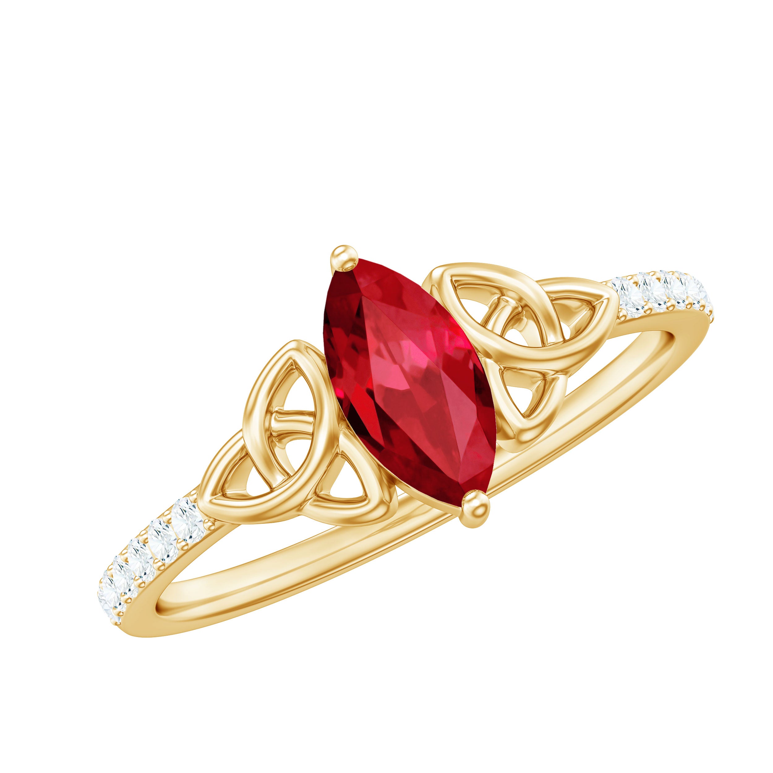 1.50 CT Lab Grown Ruby Celtic Knot Ring with Diamond AAAA - Rosec Jewels