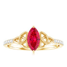 0.75 Carat Lab Grown Ruby Celtic Knot Ring with Diamond AAAA - Rosec Jewels