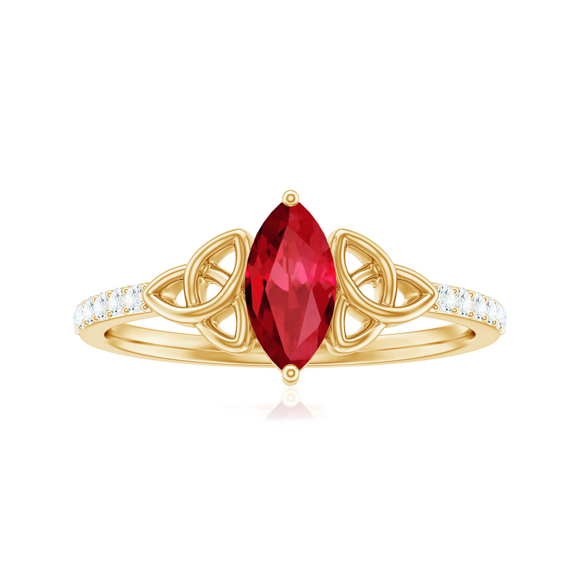 1.50 CT Lab Grown Ruby Celtic Knot Ring with Diamond AAAA - Rosec Jewels