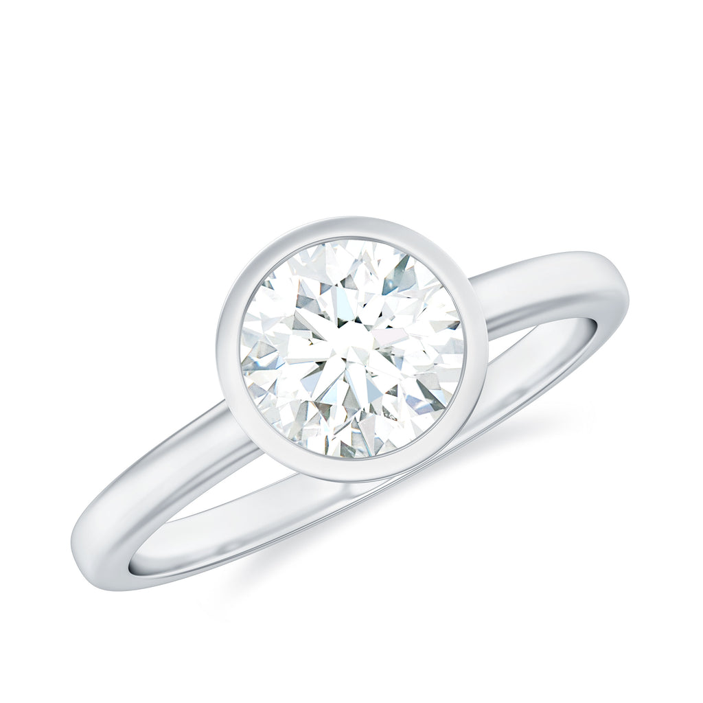 1.50 CT Bezel Set Moissanite Simple Solitaire Ring Moissanite - ( D-VS1 ) - Color and Clarity - Rosec Jewels