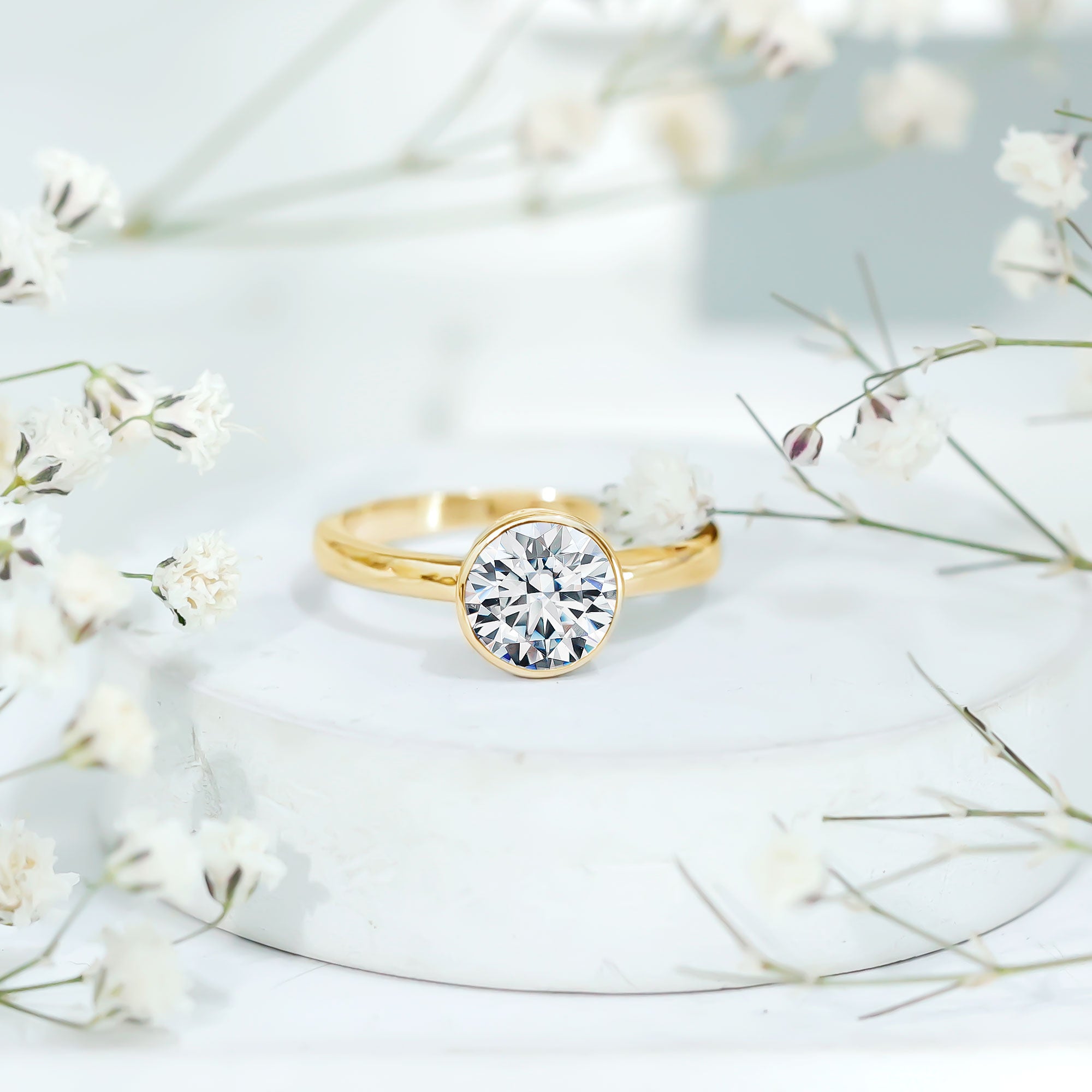 1.50 CT Moissanite Bezel Set Engagement Ring For Women D-VS1 - Rosec Jewels