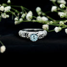 1 CT Vintage Style Aquamarine and Diamond Engagement Ring AAA - Rosec Jewels