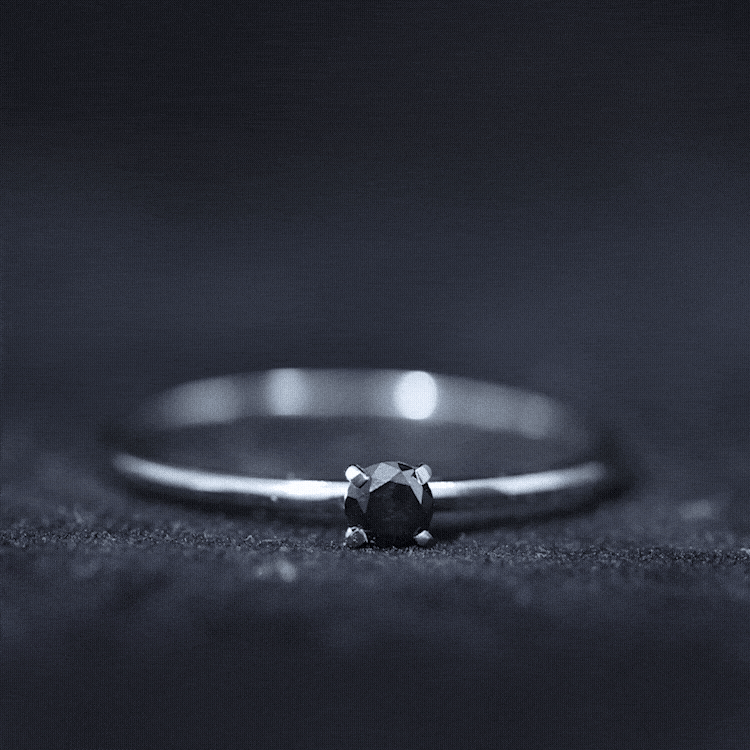 Simple Black Onyx Solitaire Promise Ring for Women AAA - Rosec Jewels