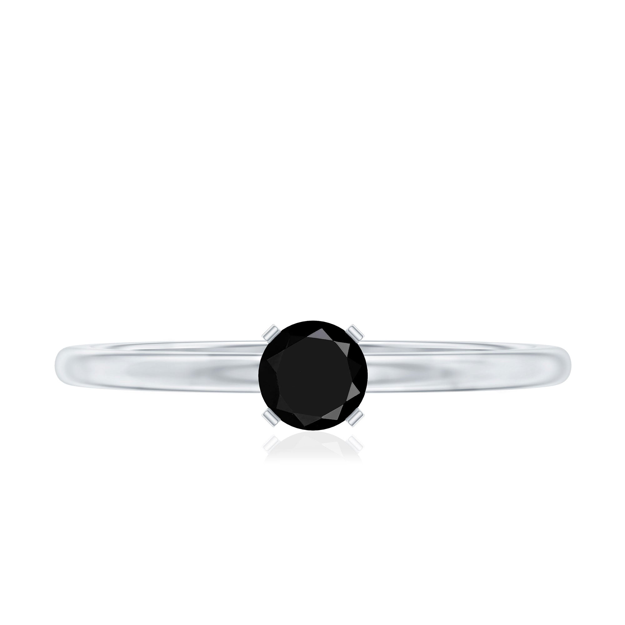 Simple Black Onyx Solitaire Promise Ring for Women AAA - Rosec Jewels