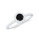 Rosec Jewels-Minimal Black Spinel Engagement Ring with Diamond Halo