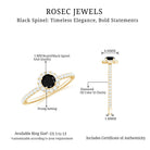 Rosec Jewels-Minimal Black Spinel Engagement Ring with Diamond Halo