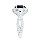 Rosec Jewels-Certified 8 MM Black Onyx Crossover Engagement Ring with Moissanite Halo