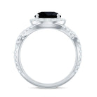 Rosec Jewels-Certified 8 MM Black Onyx Crossover Engagement Ring with Moissanite Halo