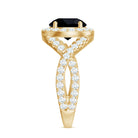 Rosec Jewels-Certified 8 MM Black Onyx Crossover Engagement Ring with Moissanite Halo