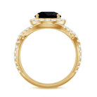 Rosec Jewels-Certified 8 MM Black Onyx Crossover Engagement Ring with Moissanite Halo