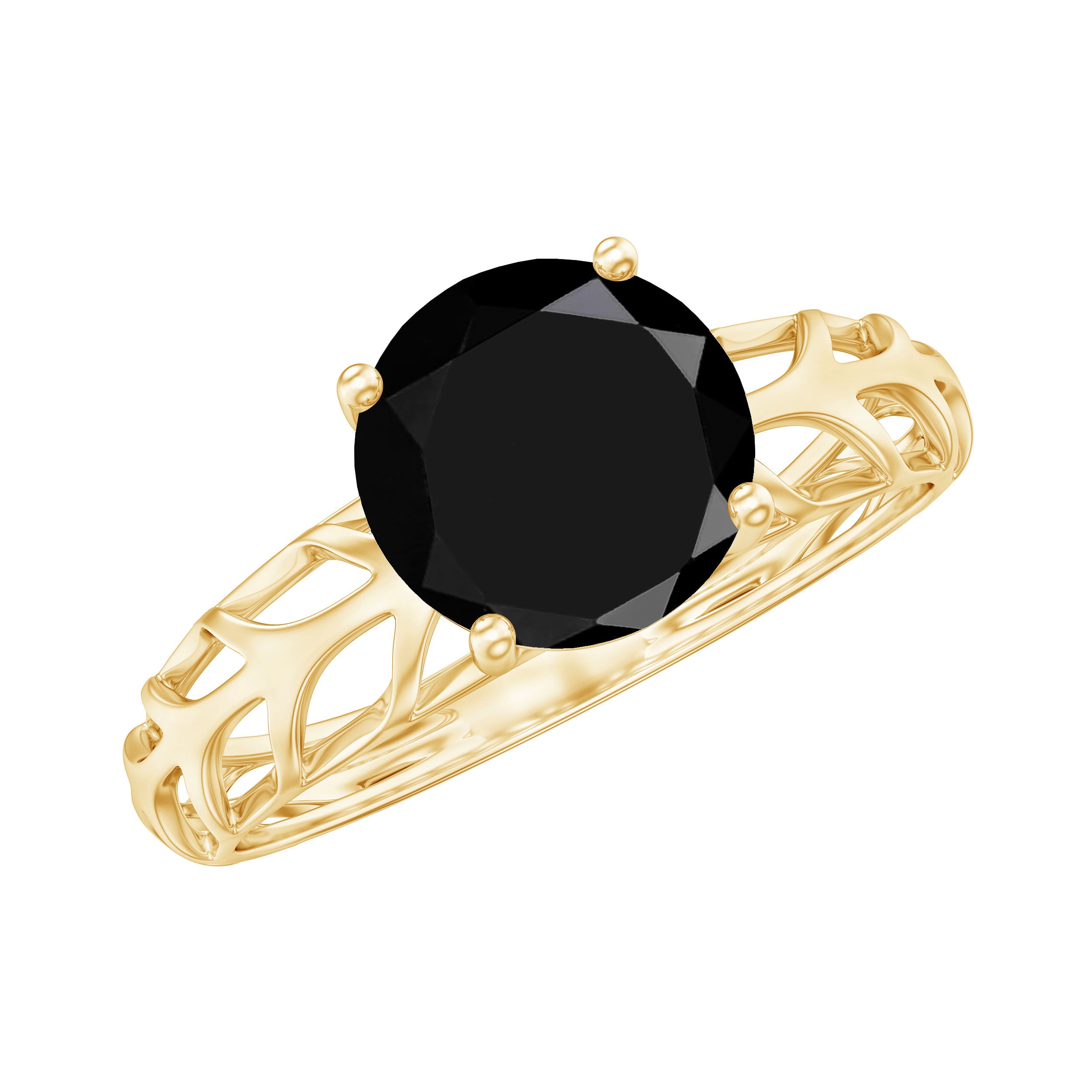 Natural 2.6 Carat Black Spinel Solitaire Engagement Ring for Women AAA - Rosec Jewels