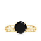 Natural 2.6 Carat Black Spinel Solitaire Engagement Ring for Women AAA - Rosec Jewels