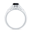 Rosec Jewels-Vintage Style Black Spinel Diamond Engagement Ring with Celtic Knot