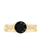 Rosec Jewels-Vintage Style Black Spinel Diamond Engagement Ring with Celtic Knot