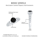 Art Deco Inspired Black Spinel Solitaire Engagement Ring with Diamond AAA - Rosec Jewels