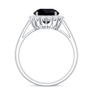 Rosec Jewels-Natural 2.6 Carat Black Spinel Engagement Ring with Diamond Halo