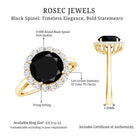 Rosec Jewels-Natural 2.6 Carat Black Spinel Engagement Ring with Diamond Halo