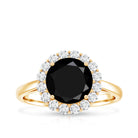 Rosec Jewels-Natural 2.6 Carat Black Spinel Engagement Ring with Diamond Halo