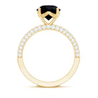 Solitaire 8MM Black Onyx Engagement Ring with Moissanite AAA - Rosec Jewels