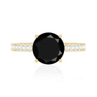 Solitaire 8MM Black Onyx Engagement Ring with Moissanite AAA - Rosec Jewels