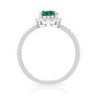 6x8mm Oval Cut Lab Created Emerald Halo Engagement Ring with Diamond AAAA - Rosec Jewels